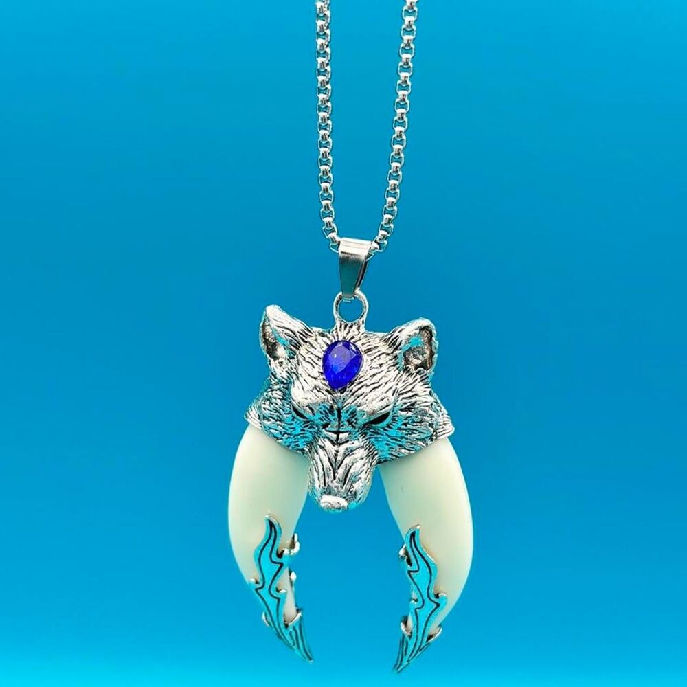Men's Stainless Steel Wolf Tooth Pendant Necklace